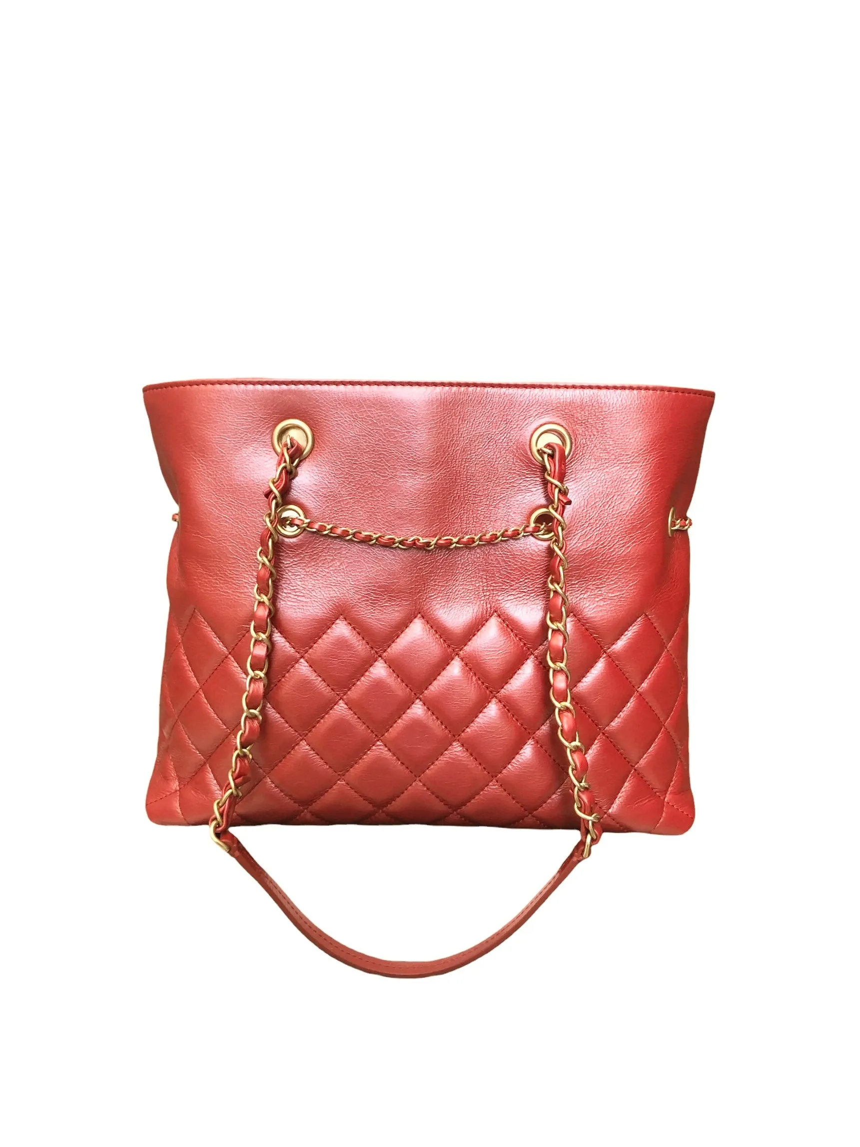 Glazed Quilted Leather Tote Bag