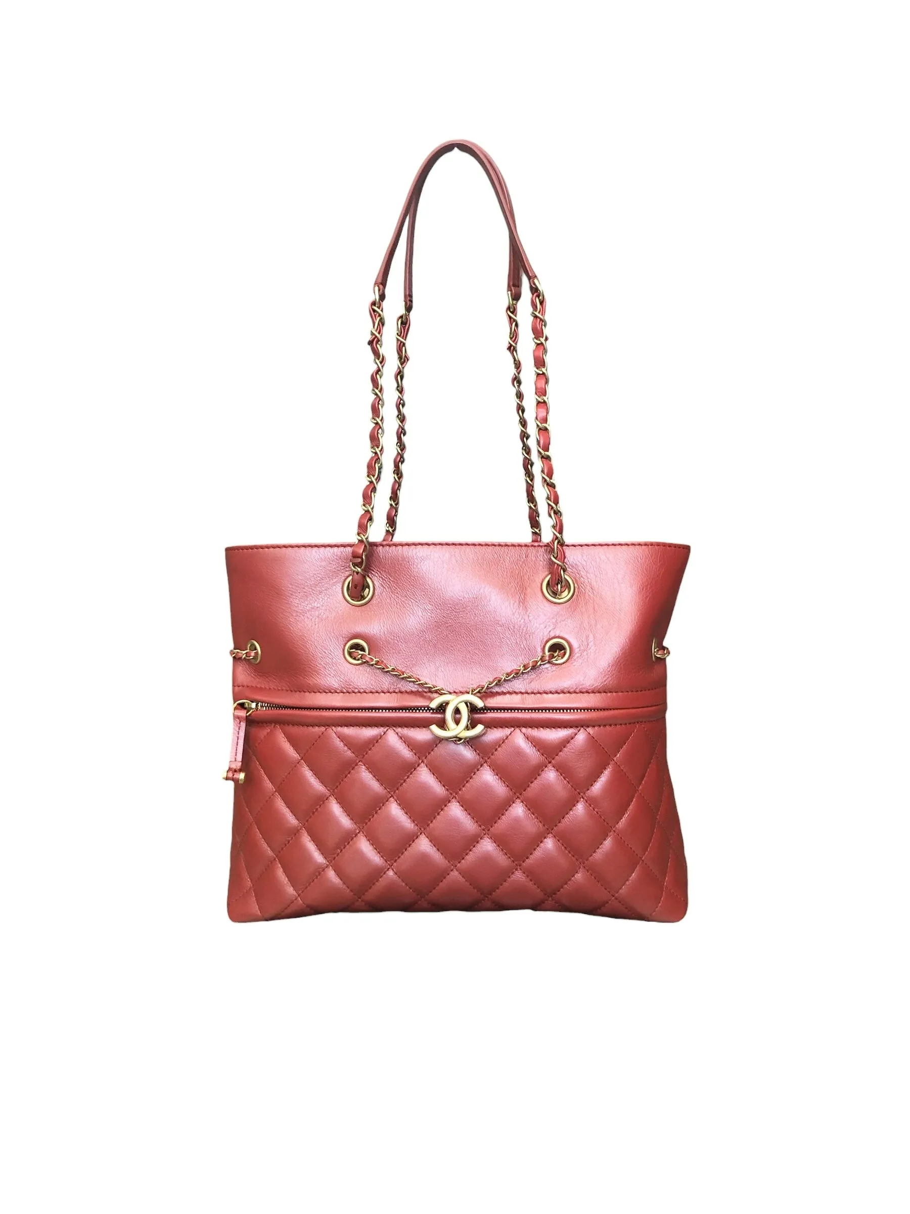 Glazed Quilted Leather Tote Bag