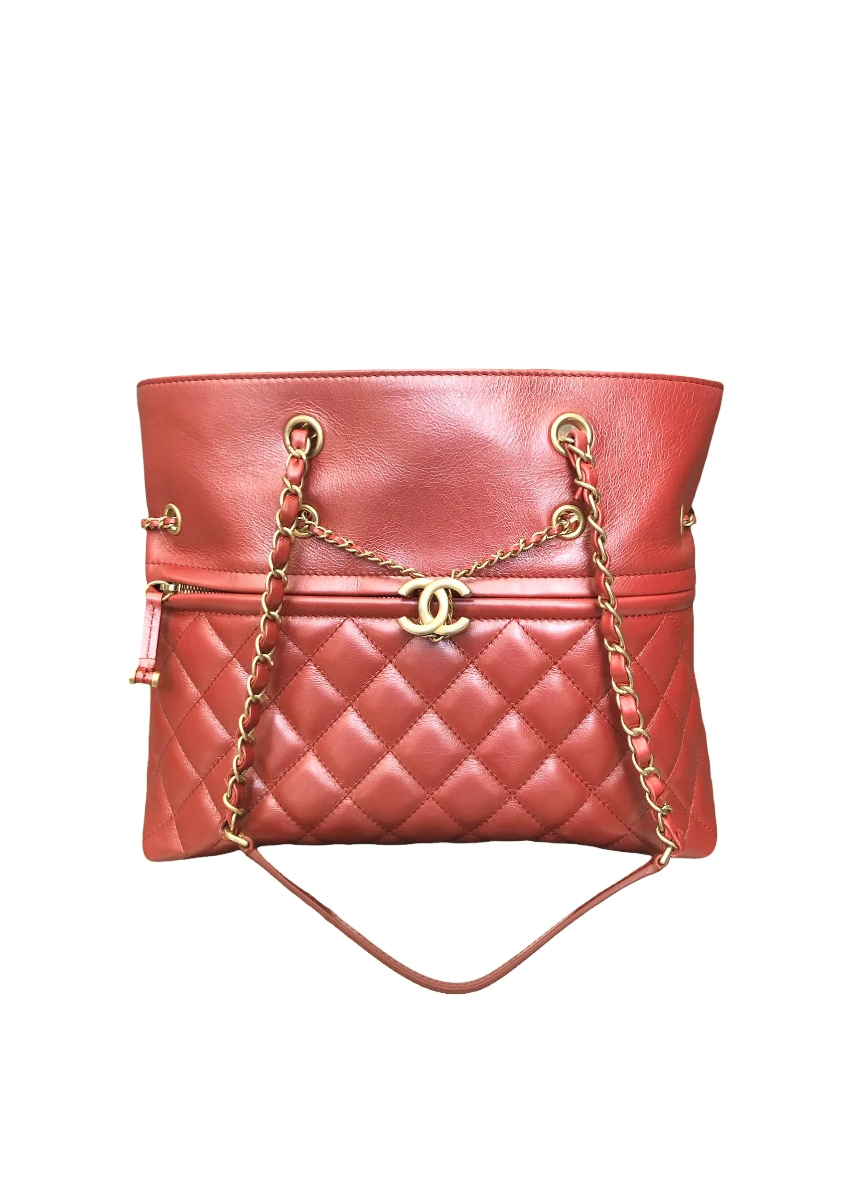 Glazed Quilted Leather Tote Bag