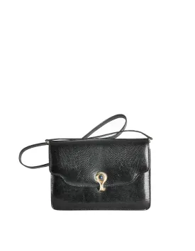 Gucci Vintage 1970s Black Lizard Skin Clutch Bag