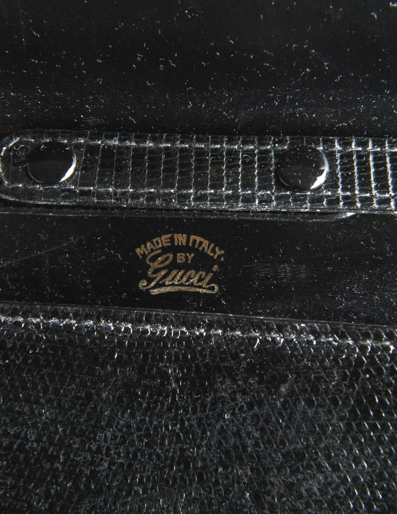 Gucci Vintage 1970s Black Lizard Skin Clutch Bag