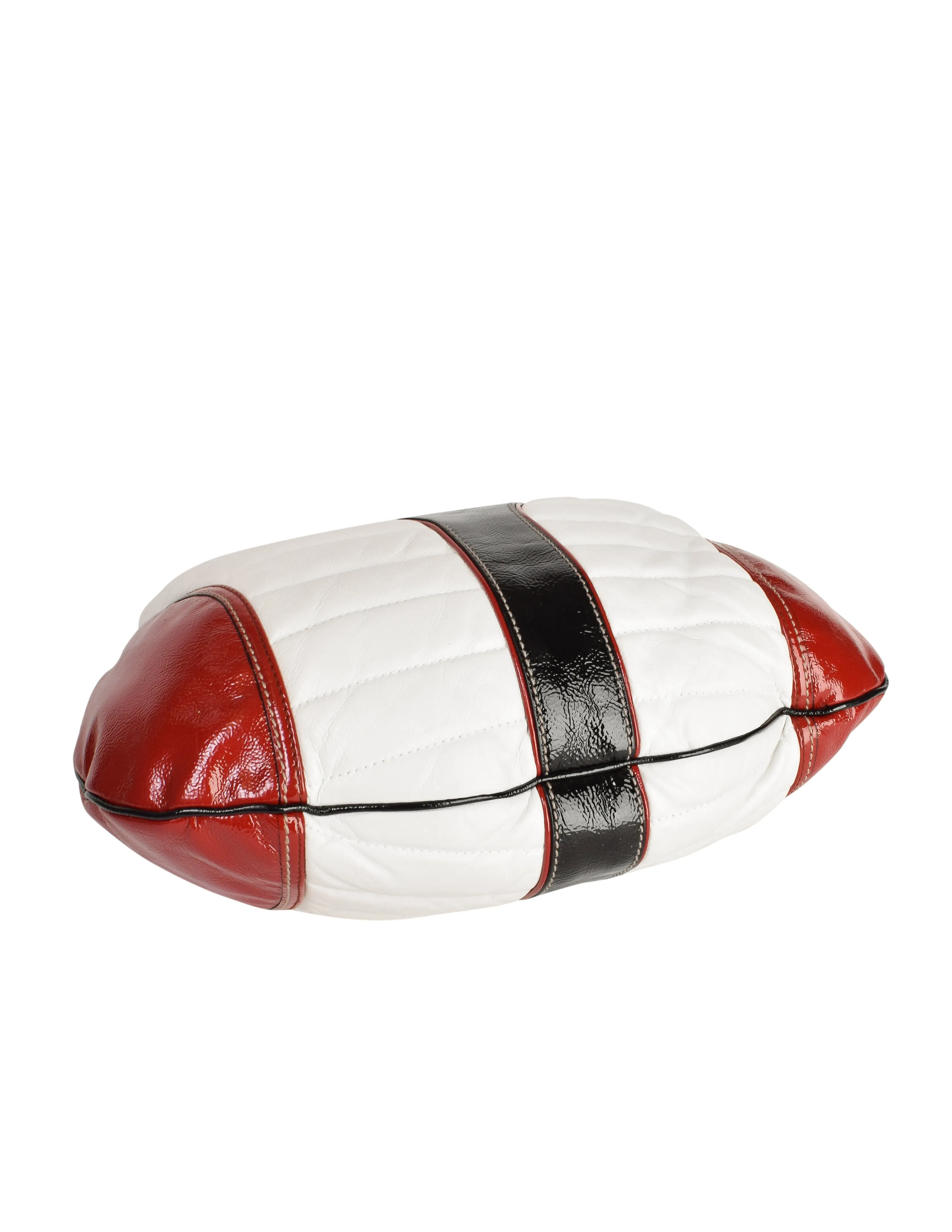 Gucci Vintage Black White Red GG Logo Quilted Snow Glam Hobo Bag