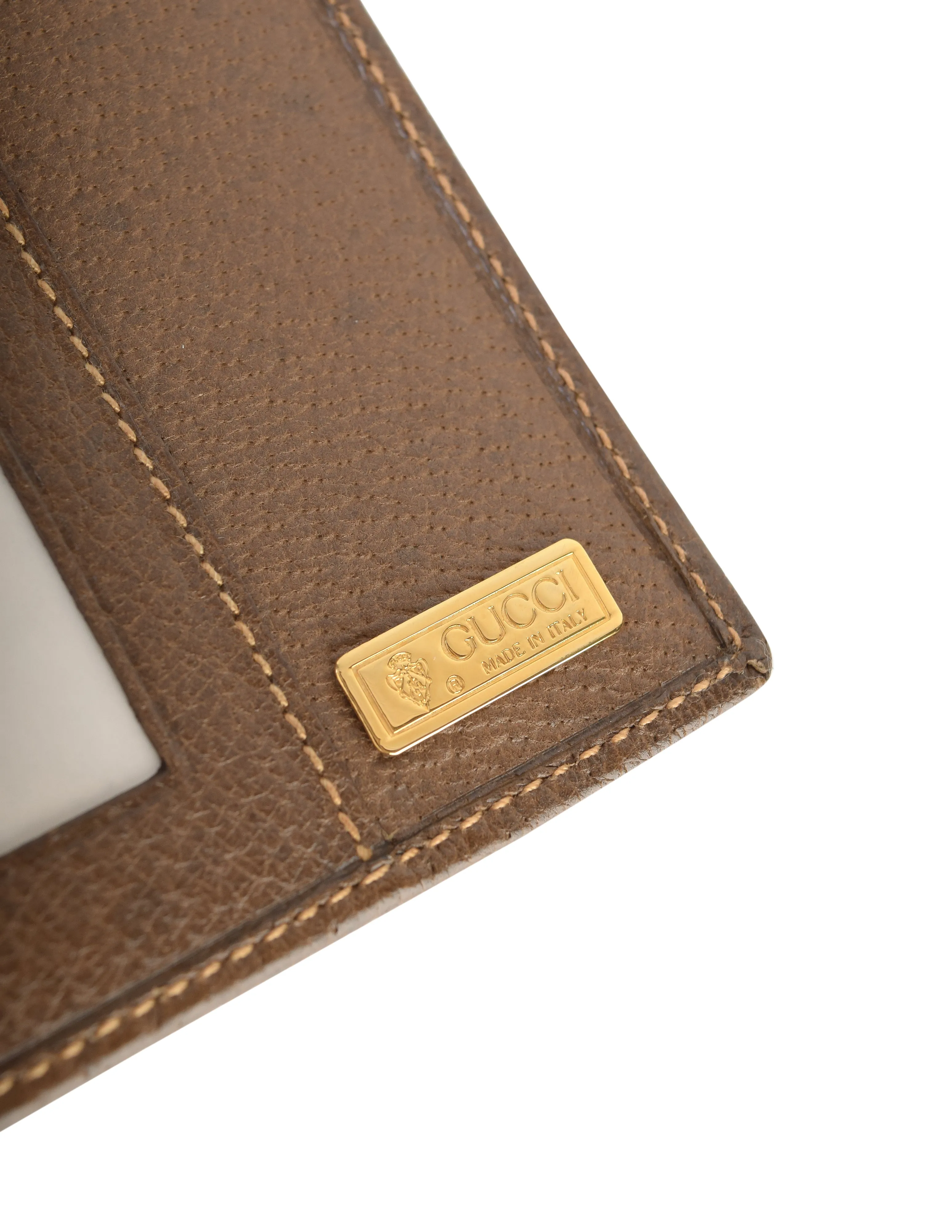 Gucci Vintage Classic Brown Monogram Coated Canvas Leather Large Wallet