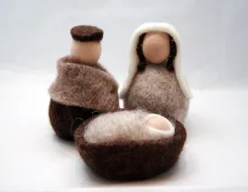 Joseph, Maria  and  Jesus felted wool