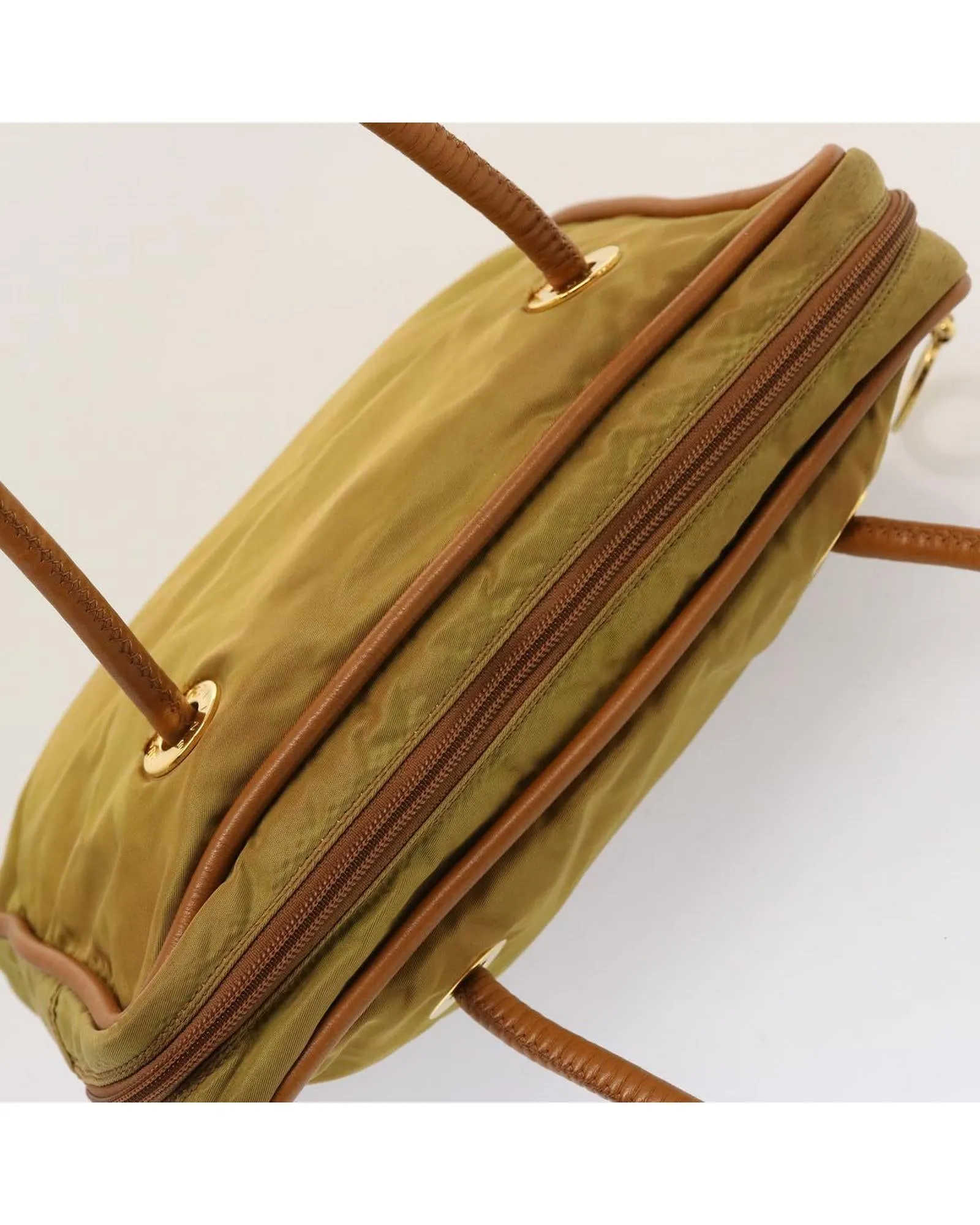 Khaki Nylon Shoulder Bag with Long Strap - Made in Italy