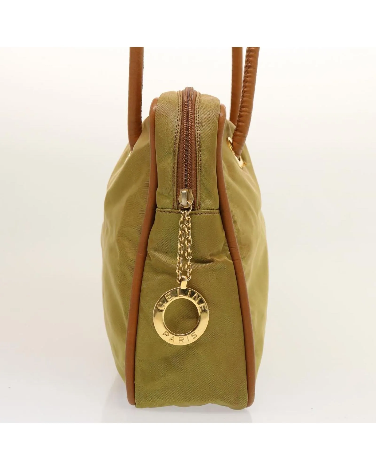 Khaki Nylon Shoulder Bag with Long Strap - Made in Italy