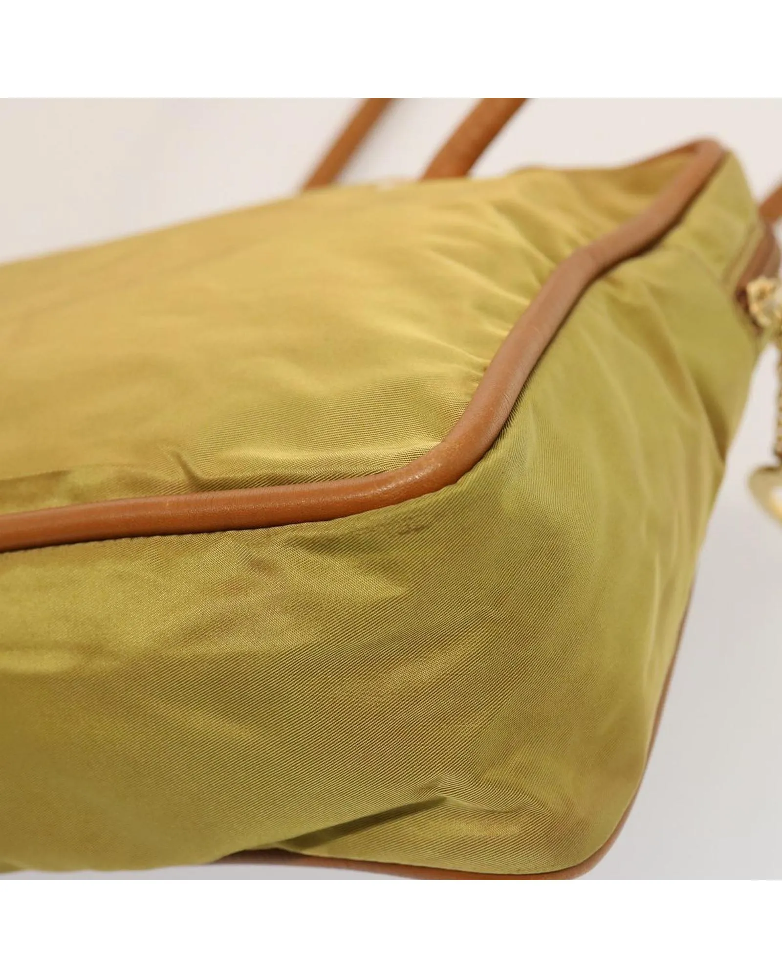 Khaki Nylon Shoulder Bag with Long Strap - Made in Italy