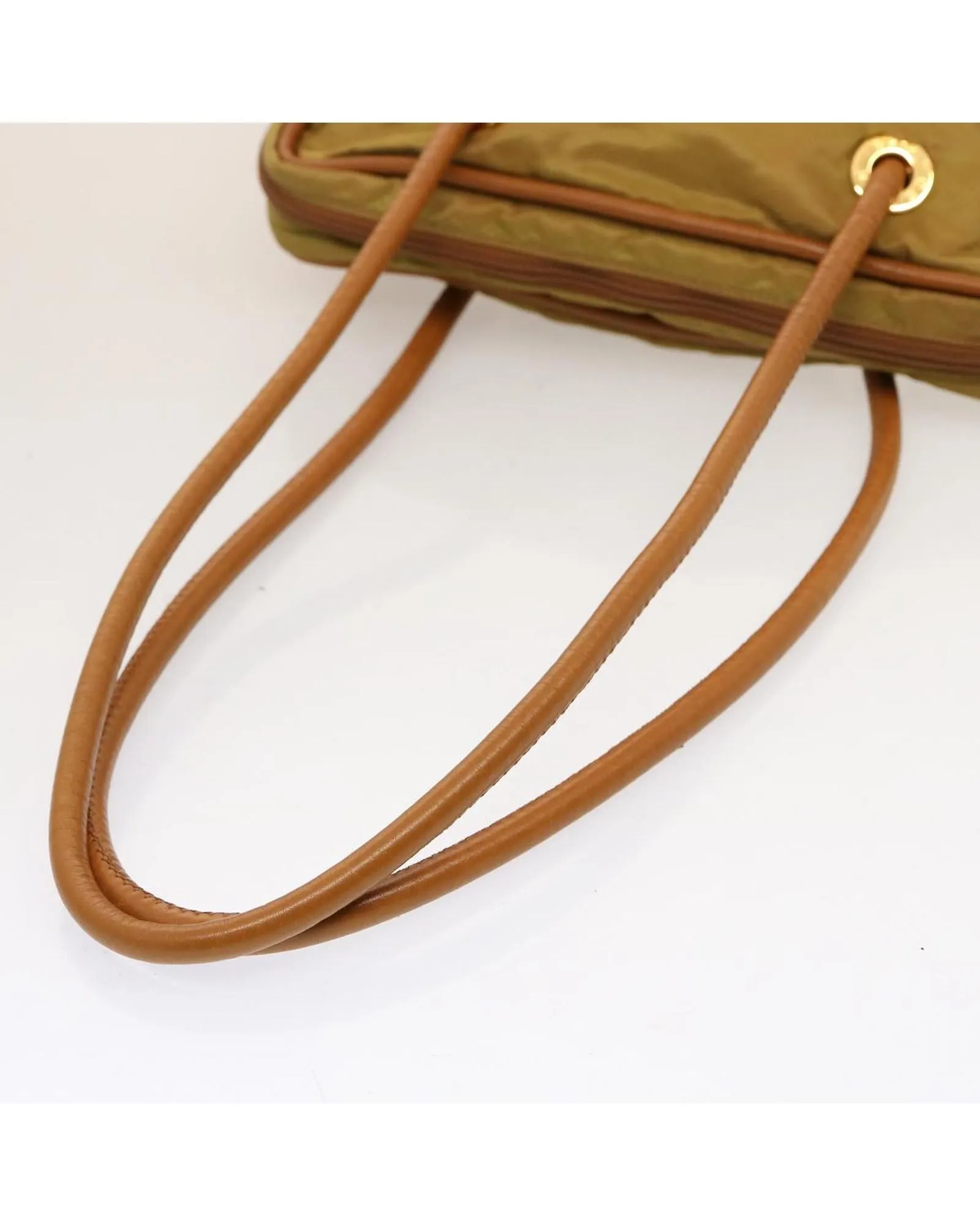 Khaki Nylon Shoulder Bag with Long Strap - Made in Italy