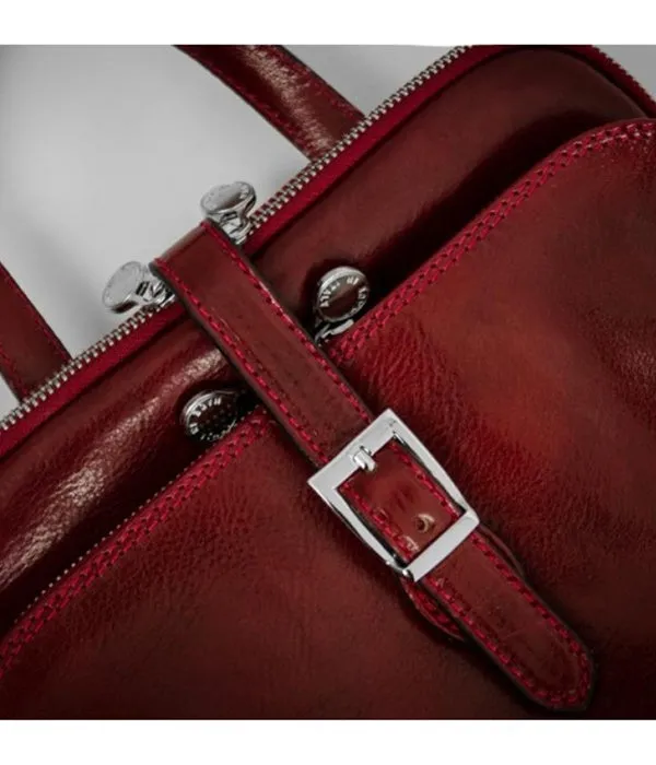Leather Backpack - Red Convertible