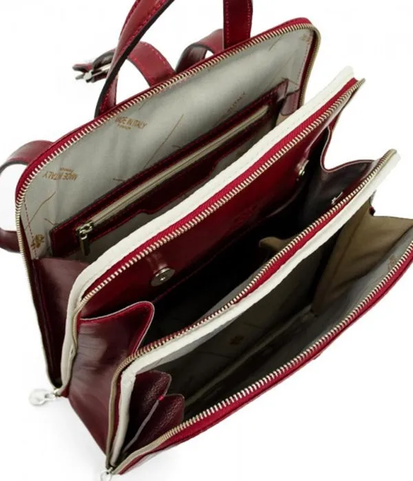 Leather Backpack - Red Convertible