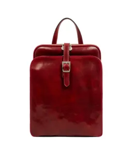 Leather Backpack - Red Convertible