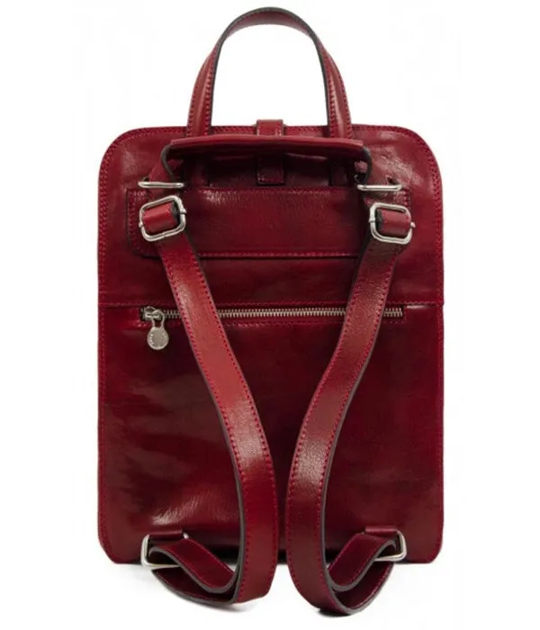 Leather Backpack - Red Convertible