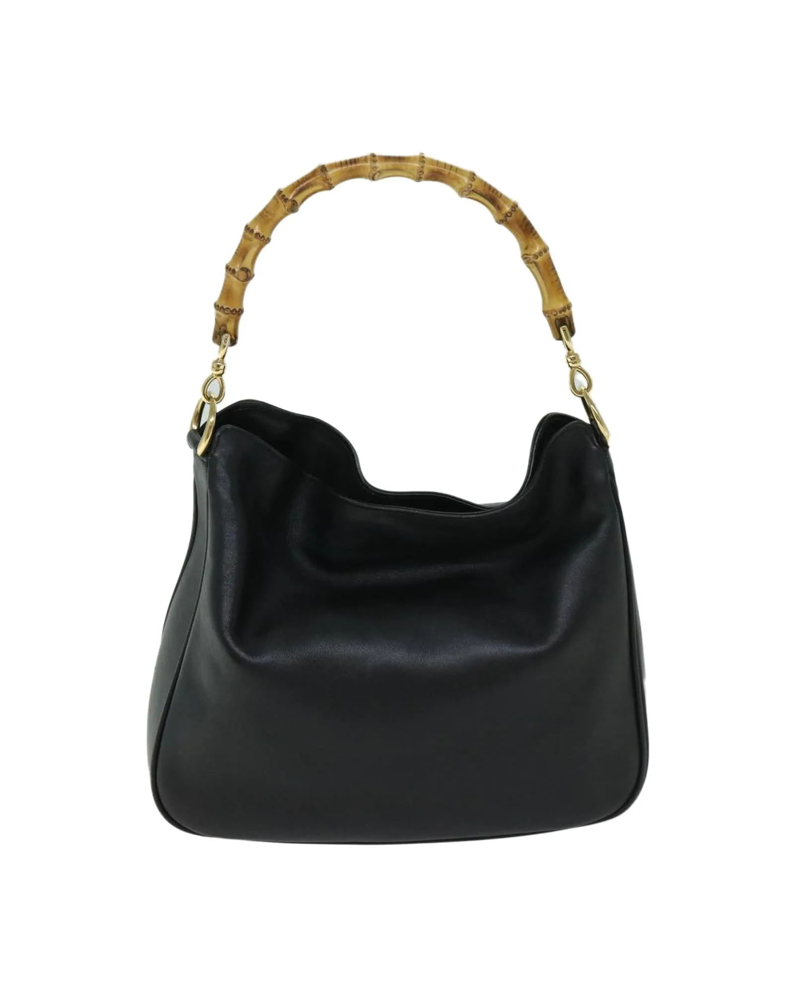 Leather Bamboo Hand Bag with Shoulder Strap