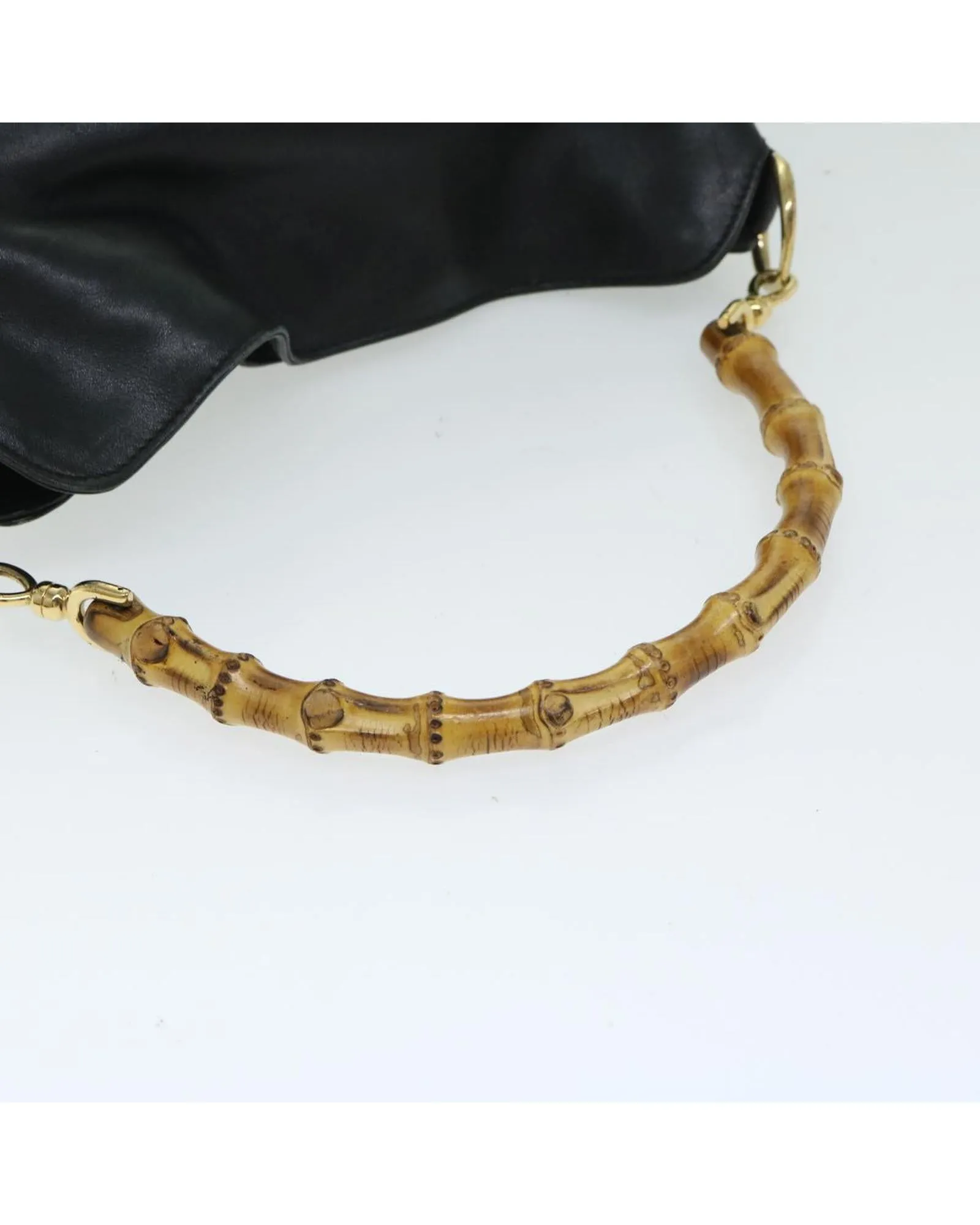 Leather Bamboo Hand Bag with Shoulder Strap
