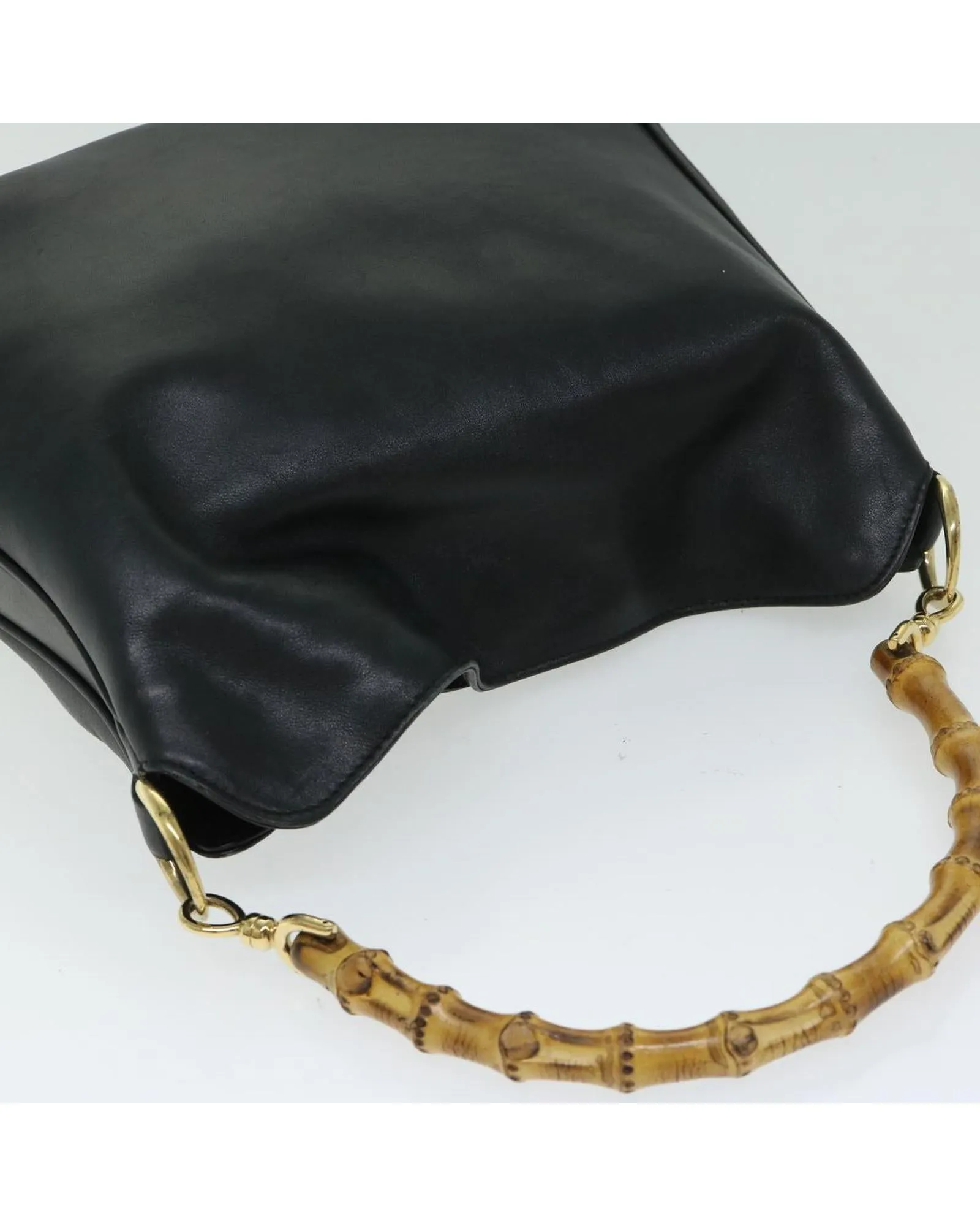 Leather Bamboo Hand Bag with Shoulder Strap