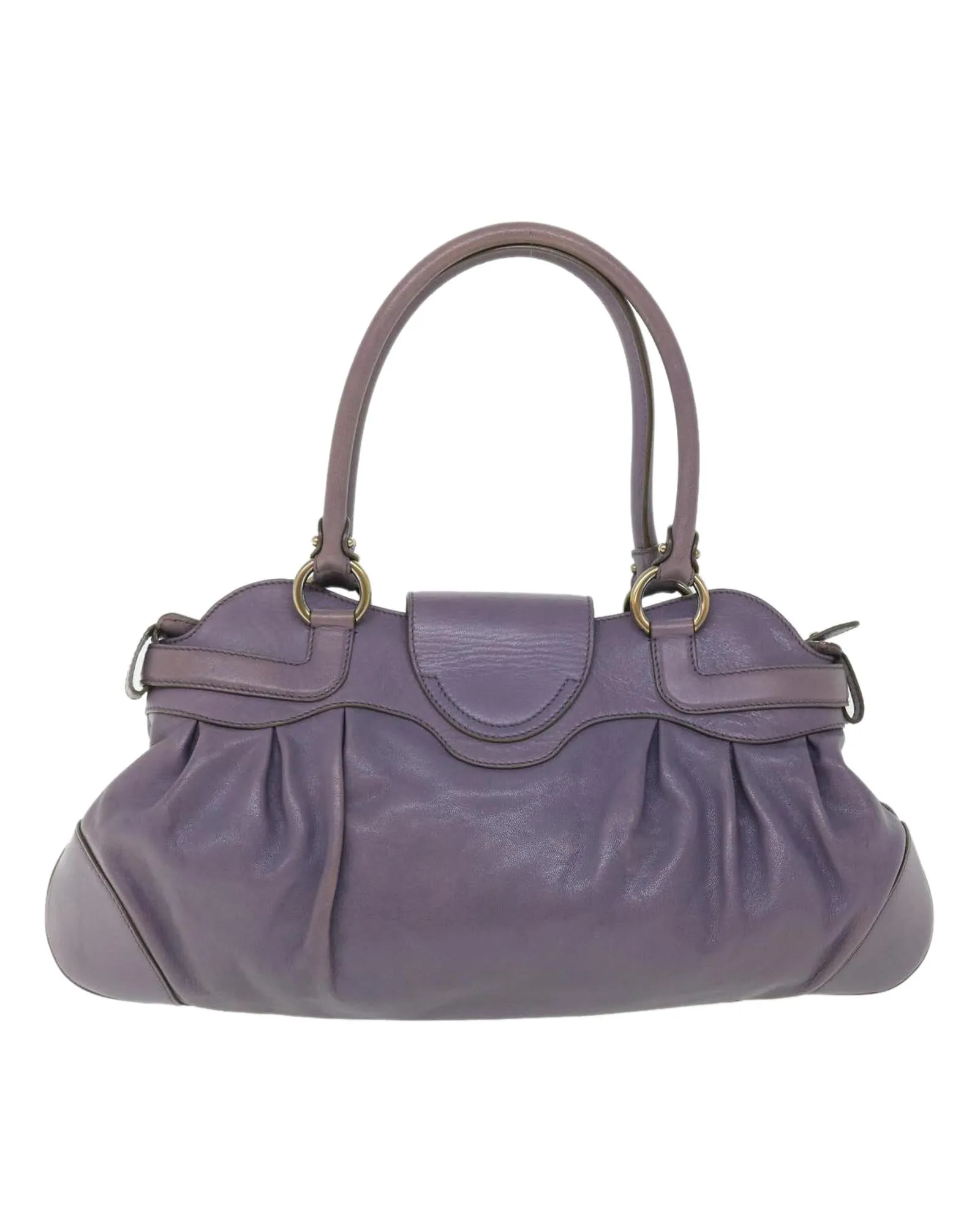 Leather Gancini Shoulder Bag - Purple