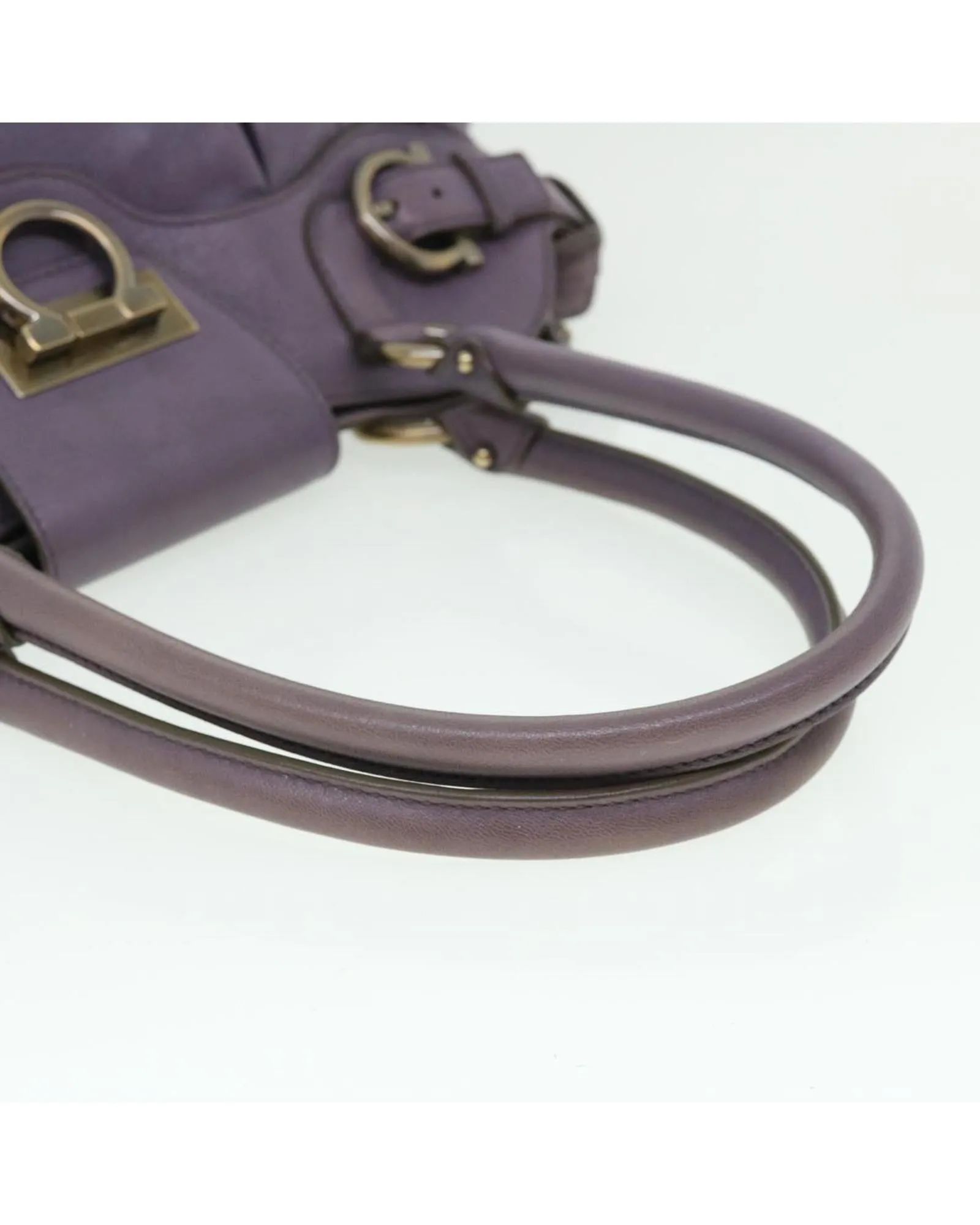 Leather Gancini Shoulder Bag - Purple
