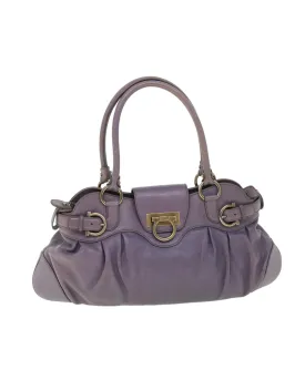 Leather Gancini Shoulder Bag - Purple