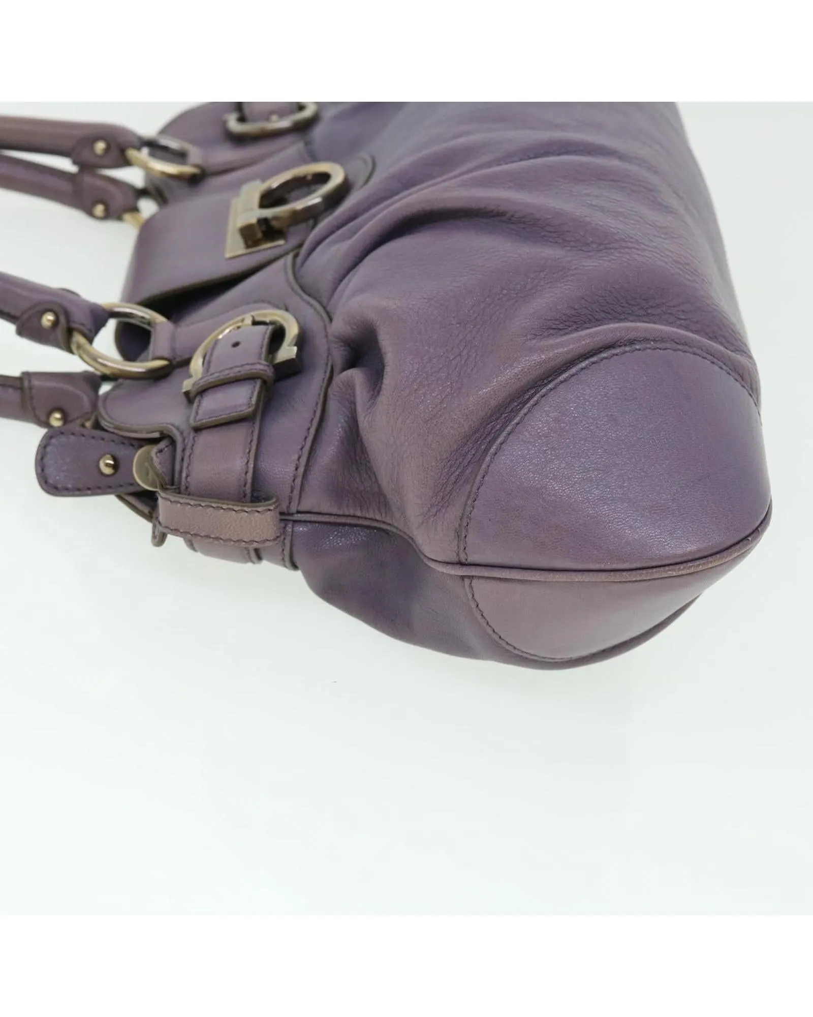 Leather Gancini Shoulder Bag - Purple