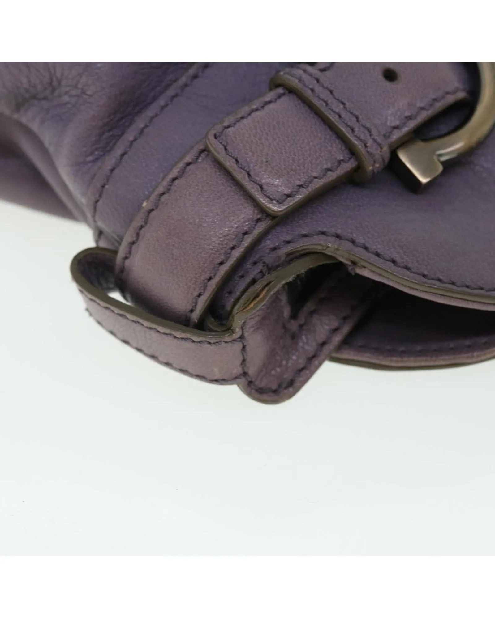 Leather Gancini Shoulder Bag - Purple