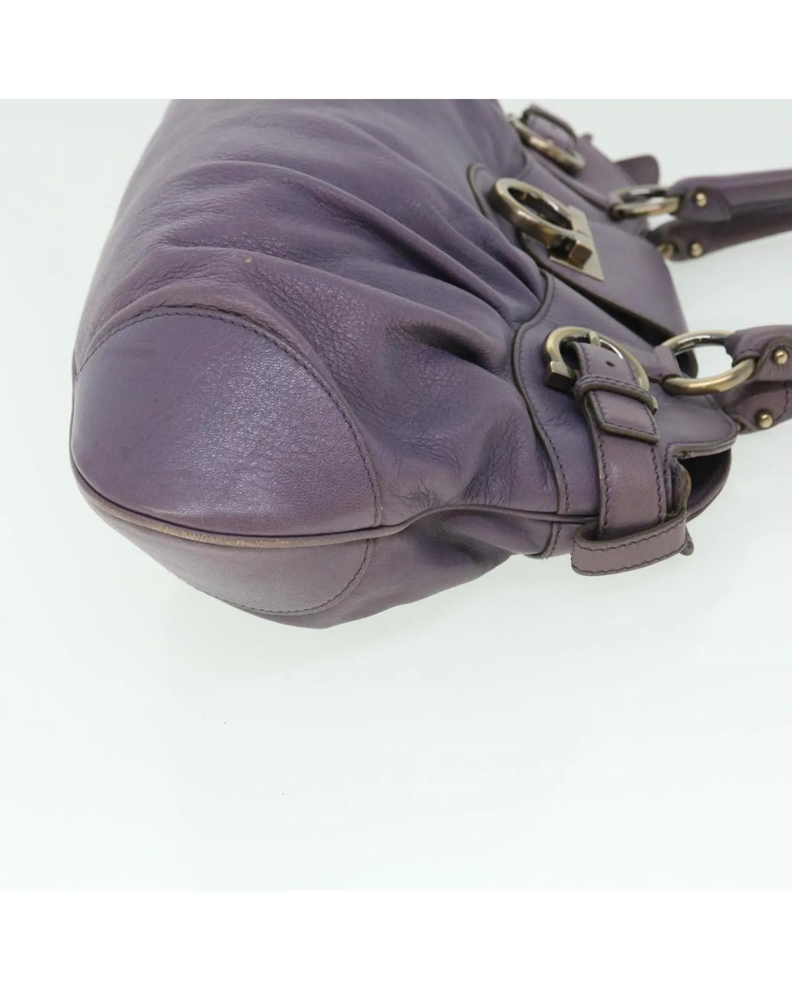 Leather Gancini Shoulder Bag - Purple