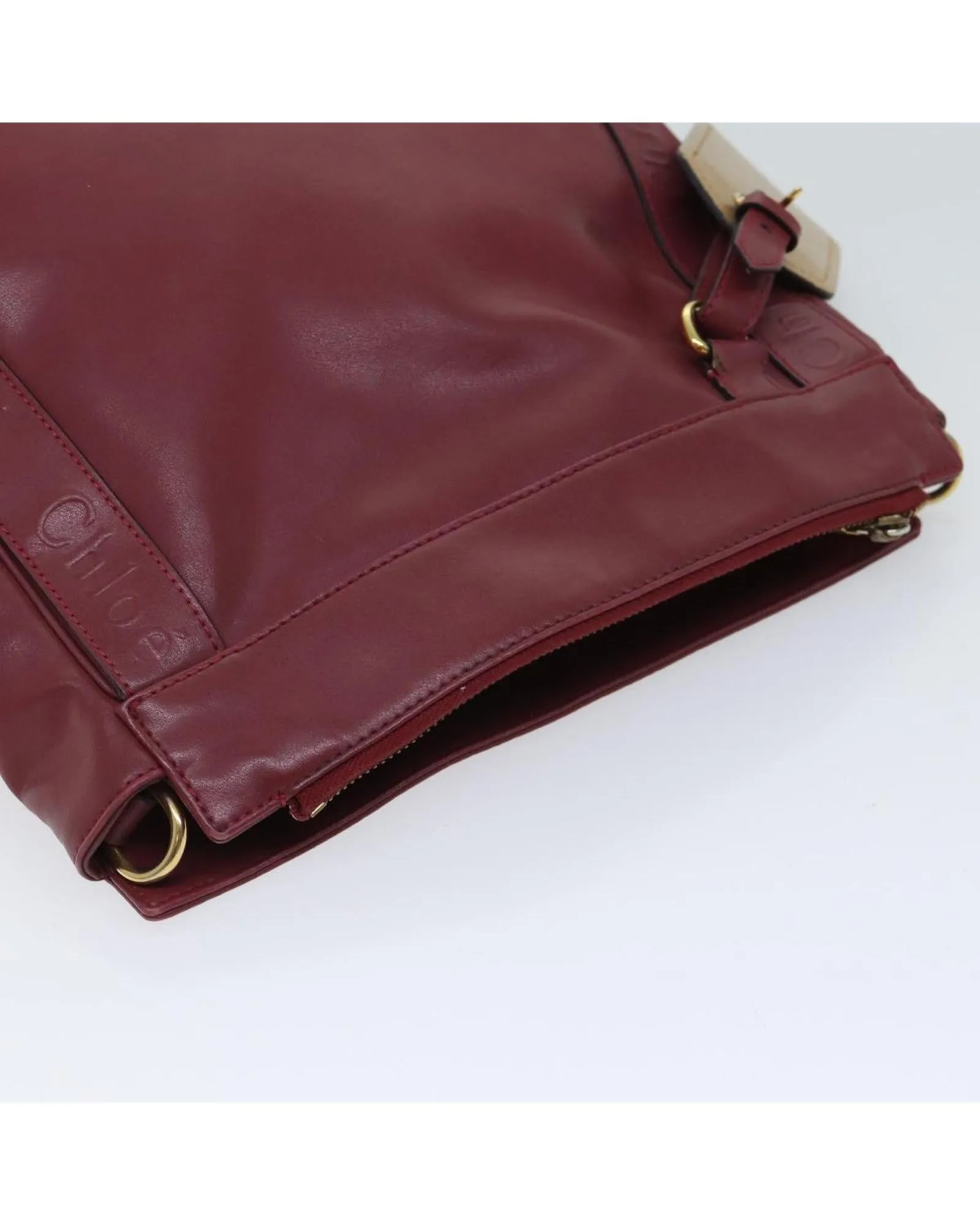Leather Pink Shoulder Bag with Adjustable Strap and Name Tag
