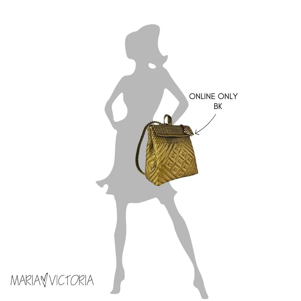 Maria Victoria | Waves BK | Upcycled, Handwoven, Ivory/Silver/Black Backpack