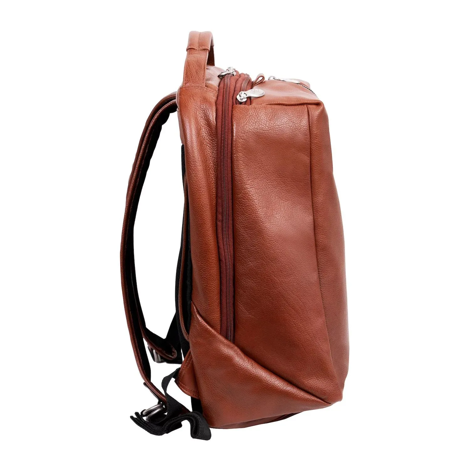 Mc  Klein South Shore Leather Overnight Backpack for 17" Laptop and Tablet brown