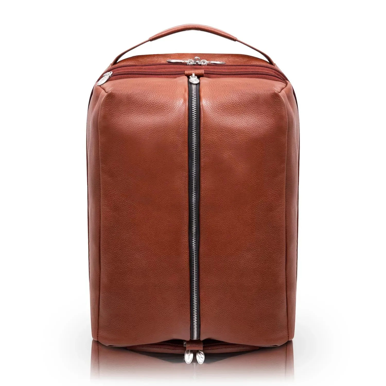 Mc  Klein South Shore Leather Overnight Backpack for 17" Laptop and Tablet brown