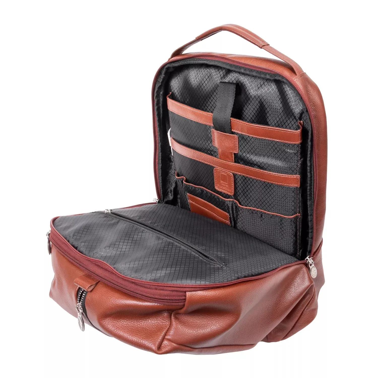 Mc  Klein South Shore Leather Overnight Backpack for 17" Laptop and Tablet brown