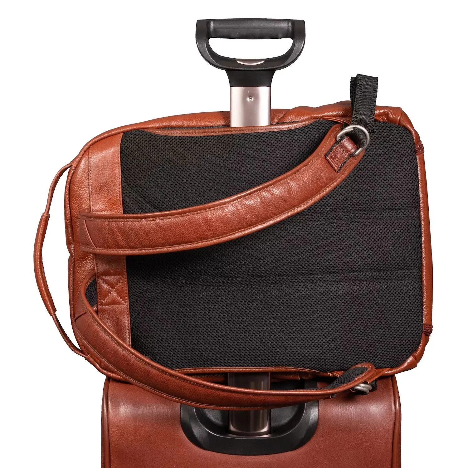 Mc  Klein South Shore Leather Overnight Backpack for 17" Laptop and Tablet brown