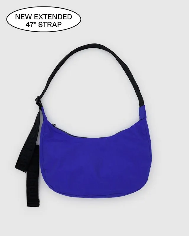 Medium Nylon Crescent Bag - Lapis (47" Strap)