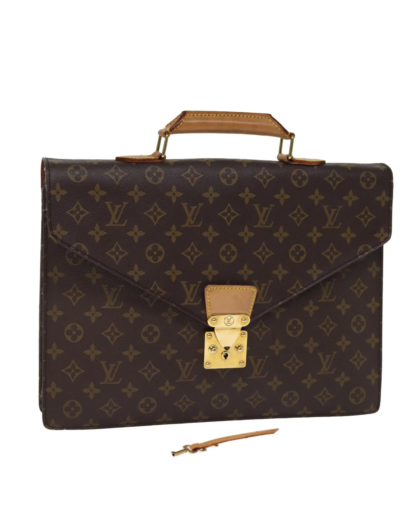 Monogram Canvas Briefcase with Key Accessory and French Craftsmanship