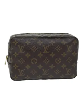 Monogram Canvas Clutch Bag with Multiple Pockets and Zipper - Authentic LV