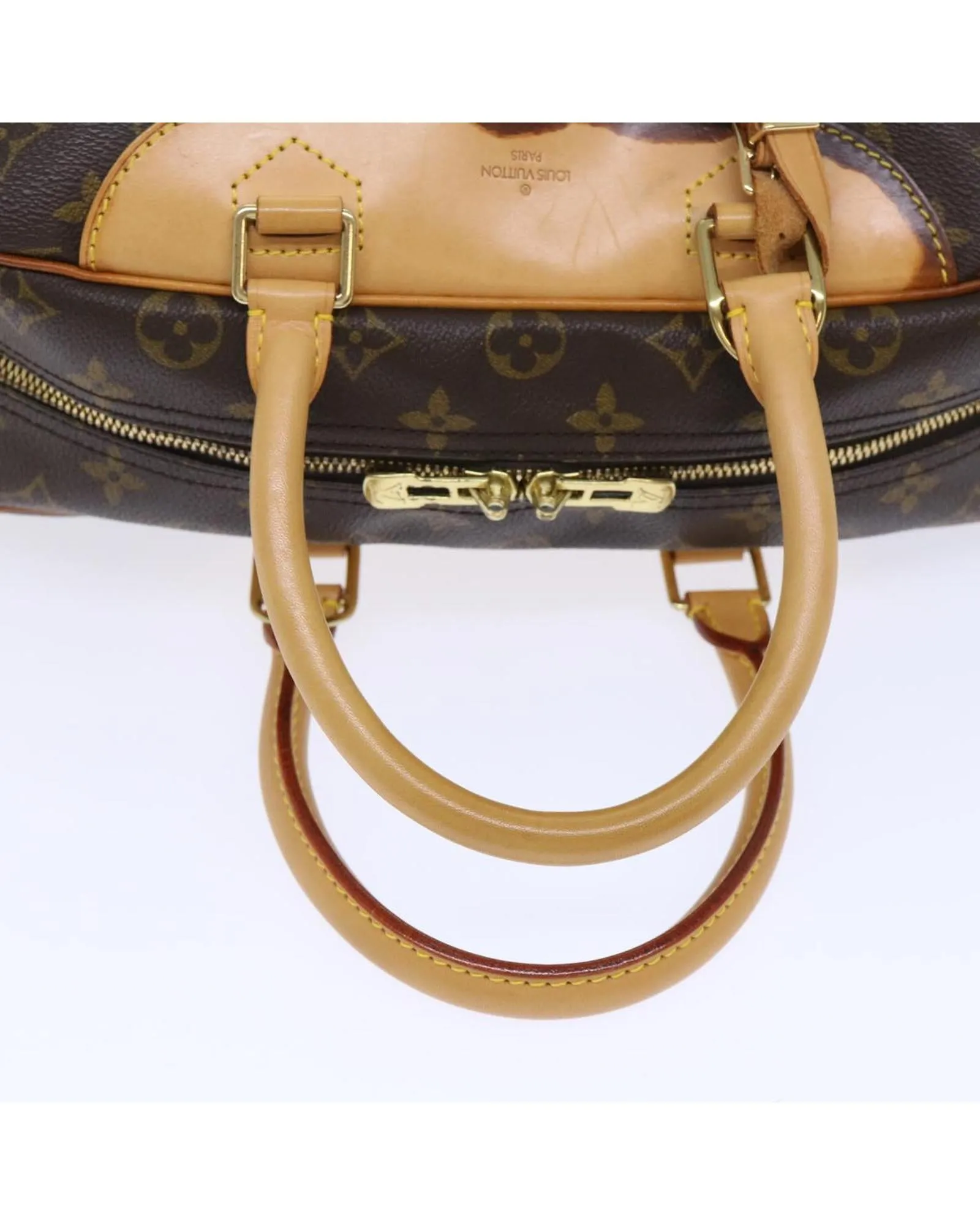 Monogram Canvas Hand Bag with Name Tag - B Rank