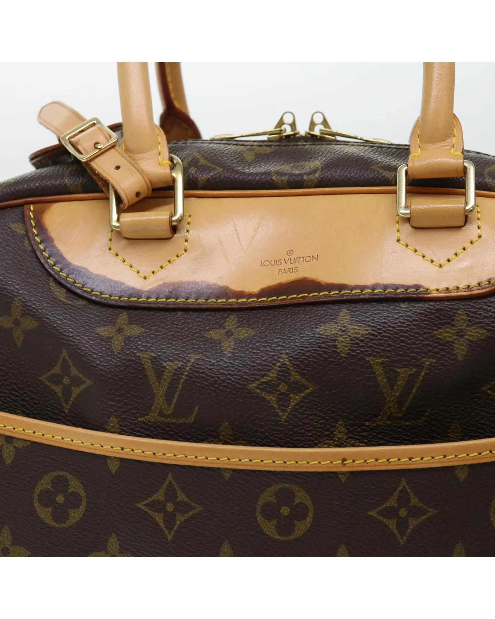 Monogram Canvas Hand Bag with Name Tag - B Rank