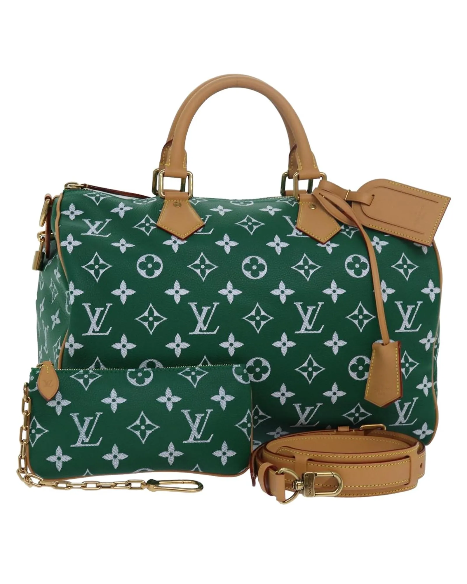Monogram Canvas Speedy Bandouliere Handbag with Accessories
