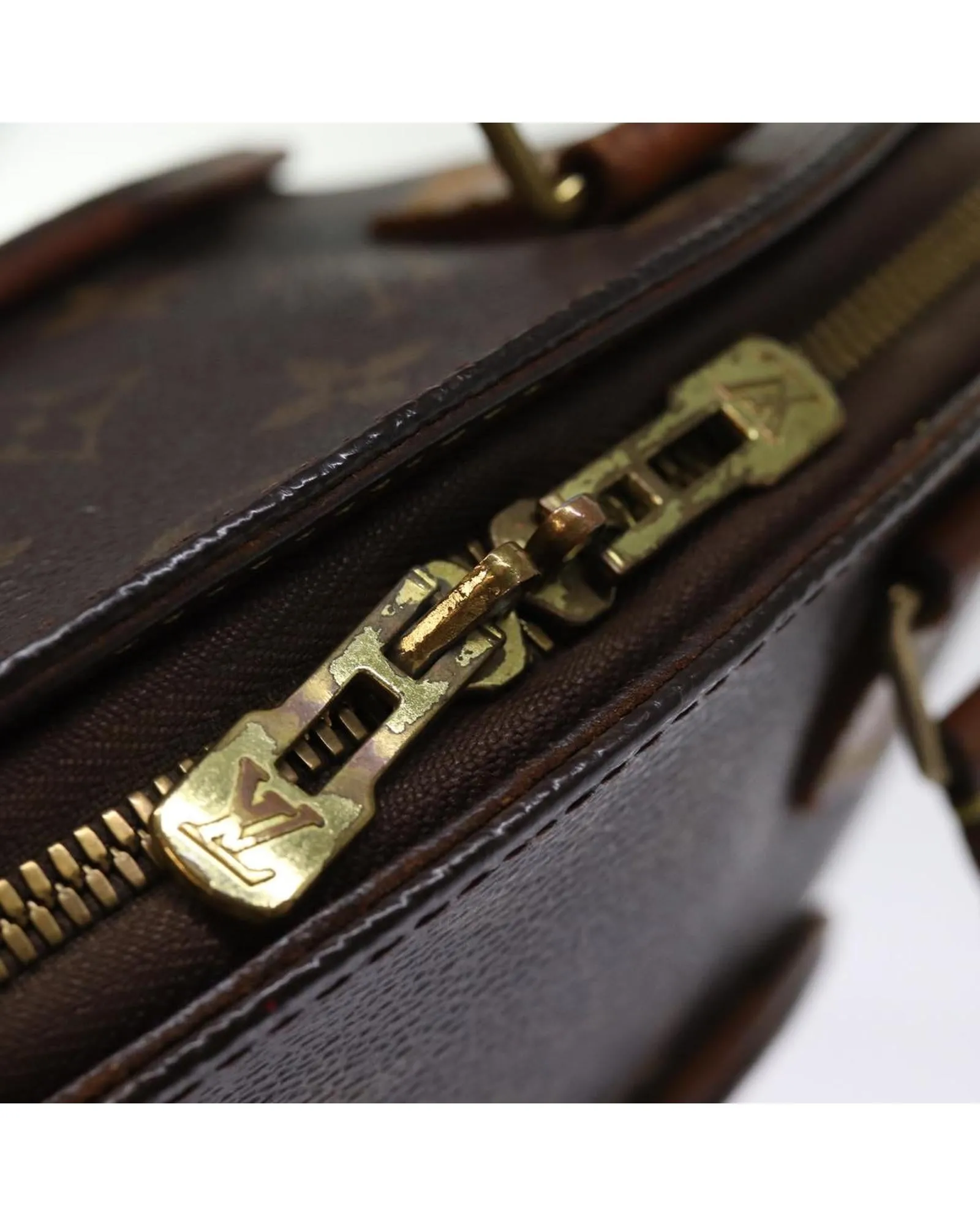 Monogram Hand Bag with Handle Drop and Surface Rubbing