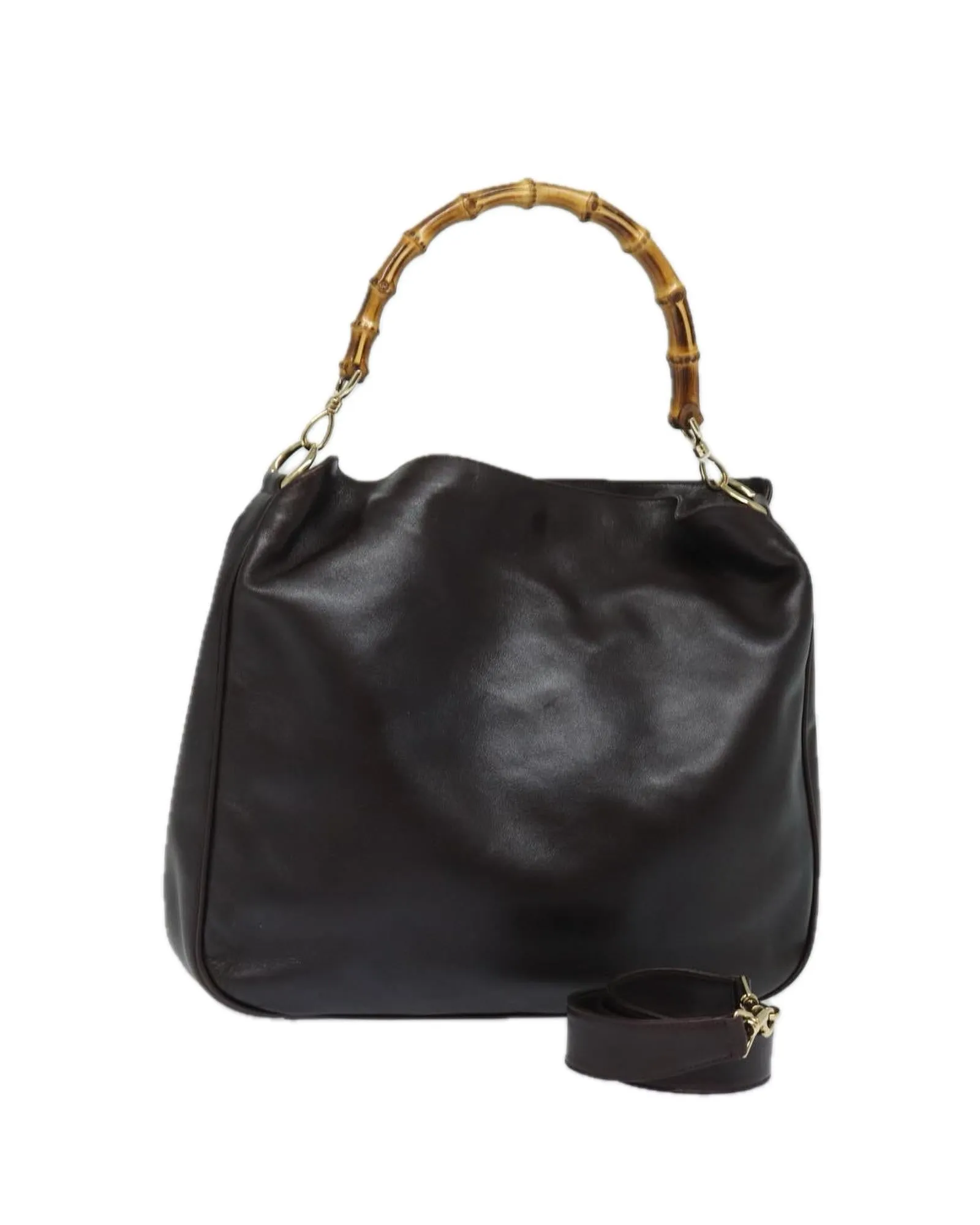 Nylon Bamboo Handle Hand Bag with Shoulder Strap