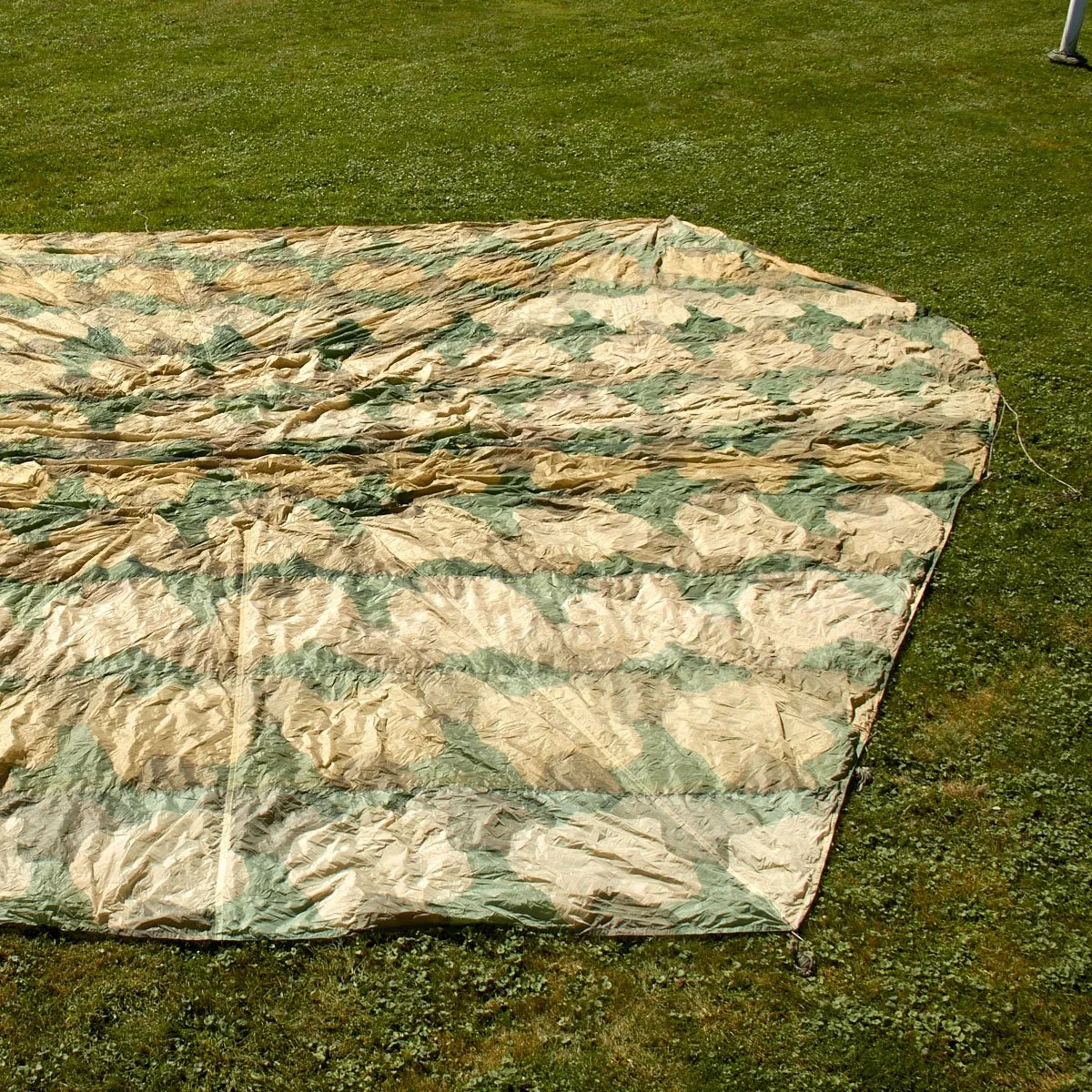 Original German WWII Fallschirmjager Paratrooper RZ36 Delta-Shaped Camouflage Parachute with Bag and Crate