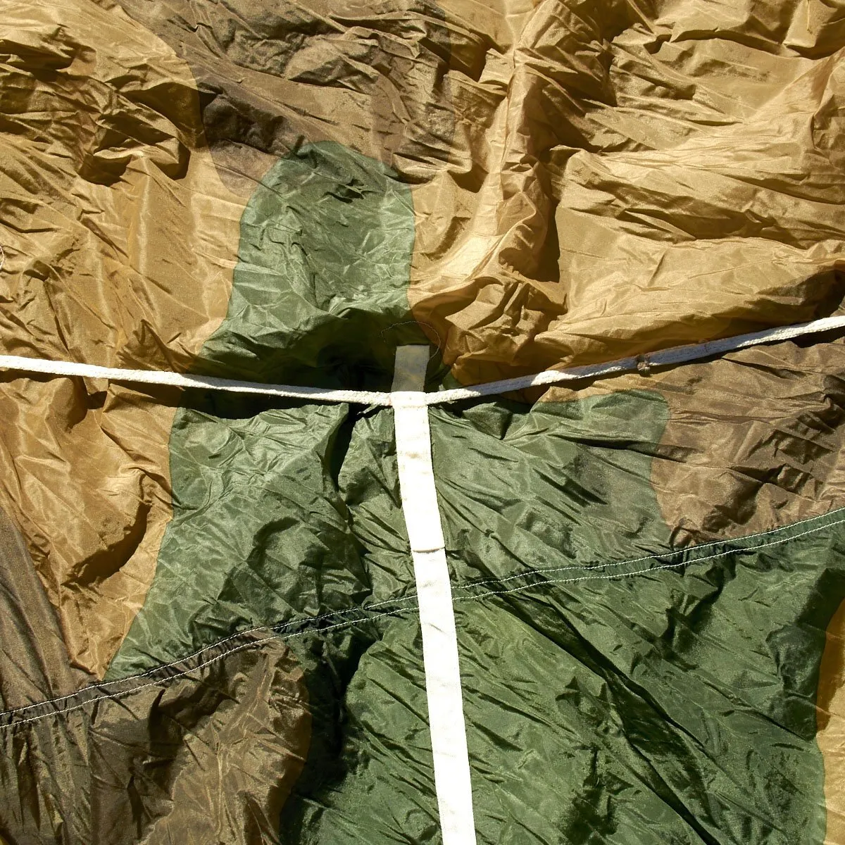 Original German WWII Fallschirmjager Paratrooper RZ36 Delta-Shaped Camouflage Parachute with Bag and Crate