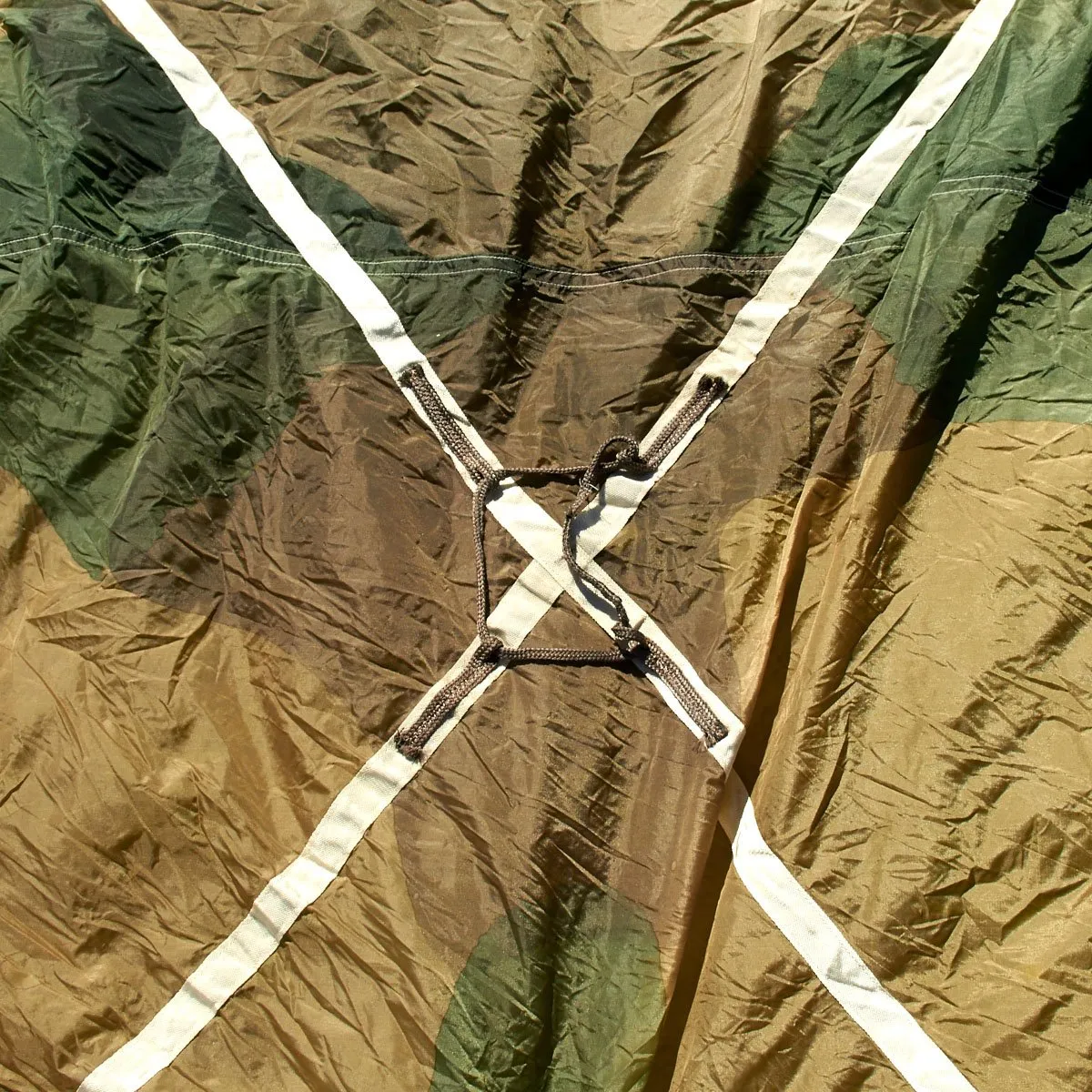 Original German WWII Fallschirmjager Paratrooper RZ36 Delta-Shaped Camouflage Parachute with Bag and Crate
