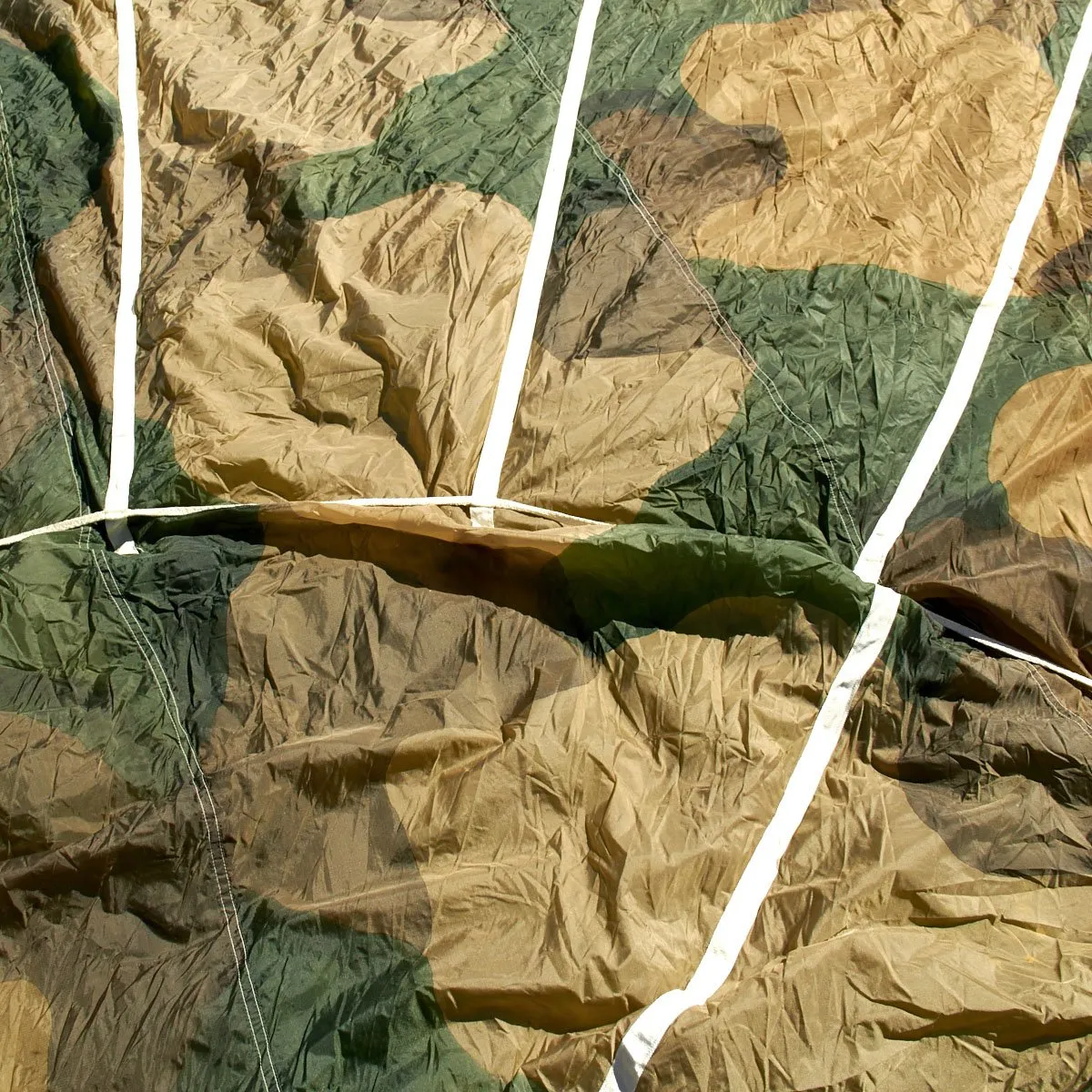 Original German WWII Fallschirmjager Paratrooper RZ36 Delta-Shaped Camouflage Parachute with Bag and Crate