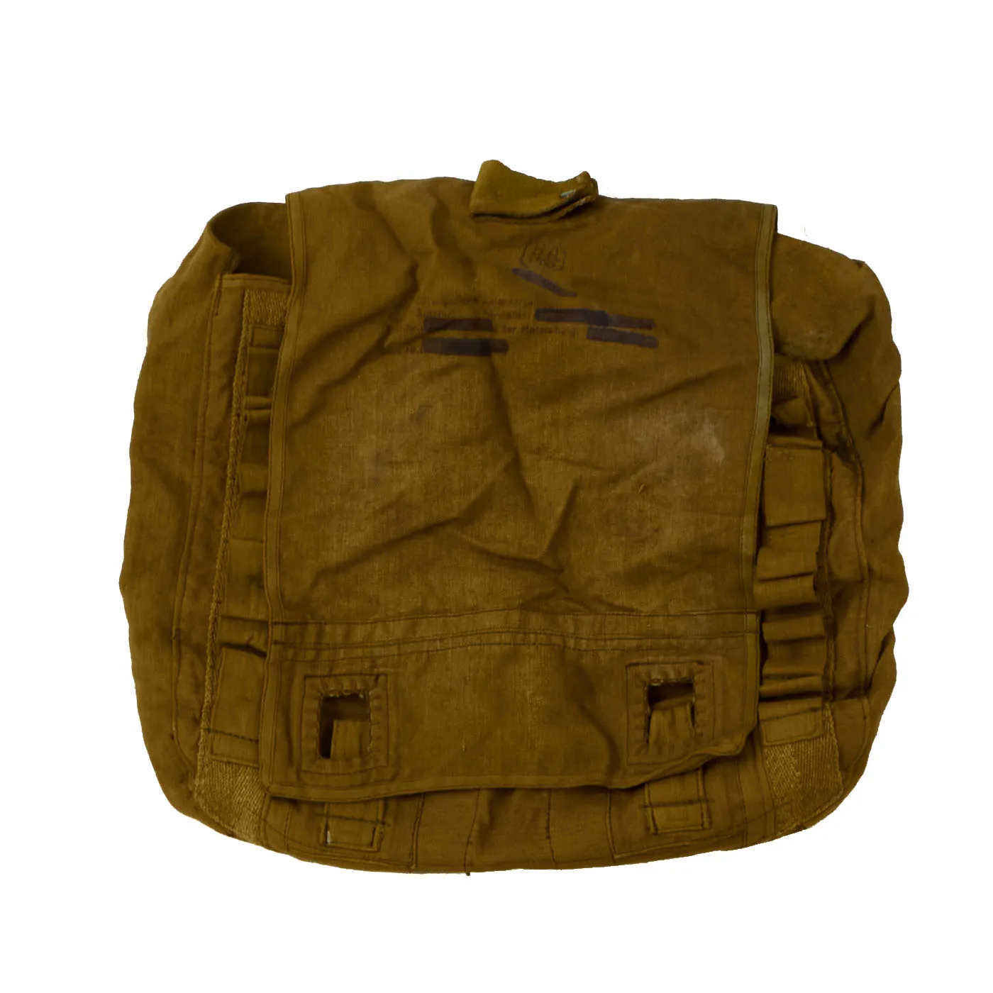 Original German WWII Fallschirmjager Paratrooper RZ36 Delta-Shaped Camouflage Parachute with Bag, harnesses and more - (1) Canopy In Bag, (1) Transit Bag, (2) Harnesses, (3) Extra Bags