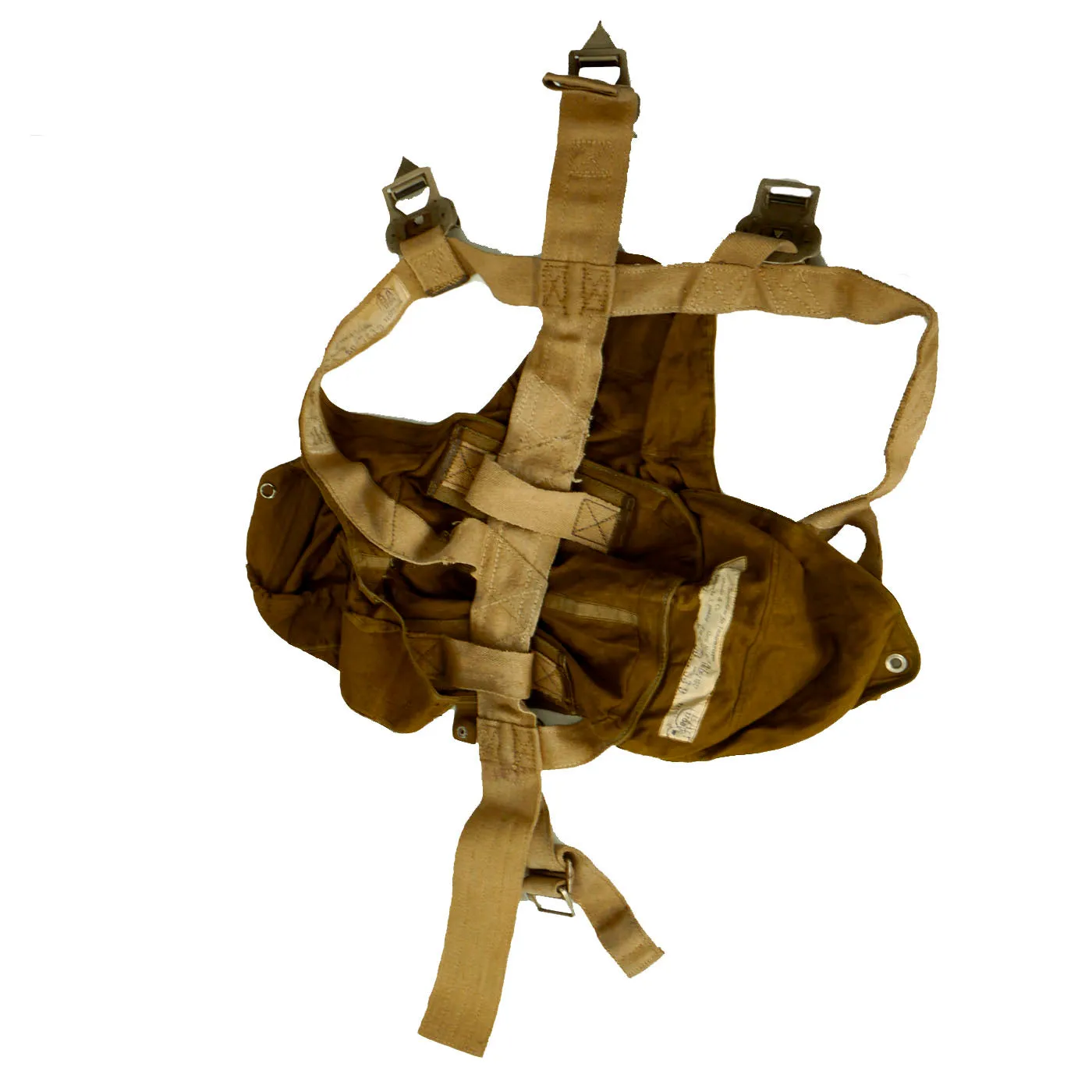 Original German WWII Fallschirmjager Paratrooper RZ36 Delta-Shaped Camouflage Parachute with Bag, harnesses and more - (1) Canopy In Bag, (1) Transit Bag, (2) Harnesses, (3) Extra Bags