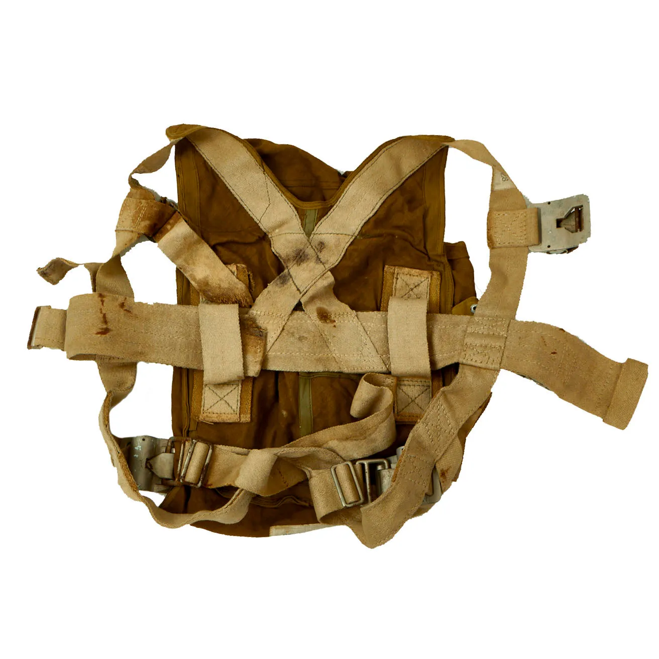Original German WWII Fallschirmjager Paratrooper RZ36 Delta-Shaped Camouflage Parachute with Bag, harnesses and more - (1) Canopy In Bag, (1) Transit Bag, (2) Harnesses, (3) Extra Bags
