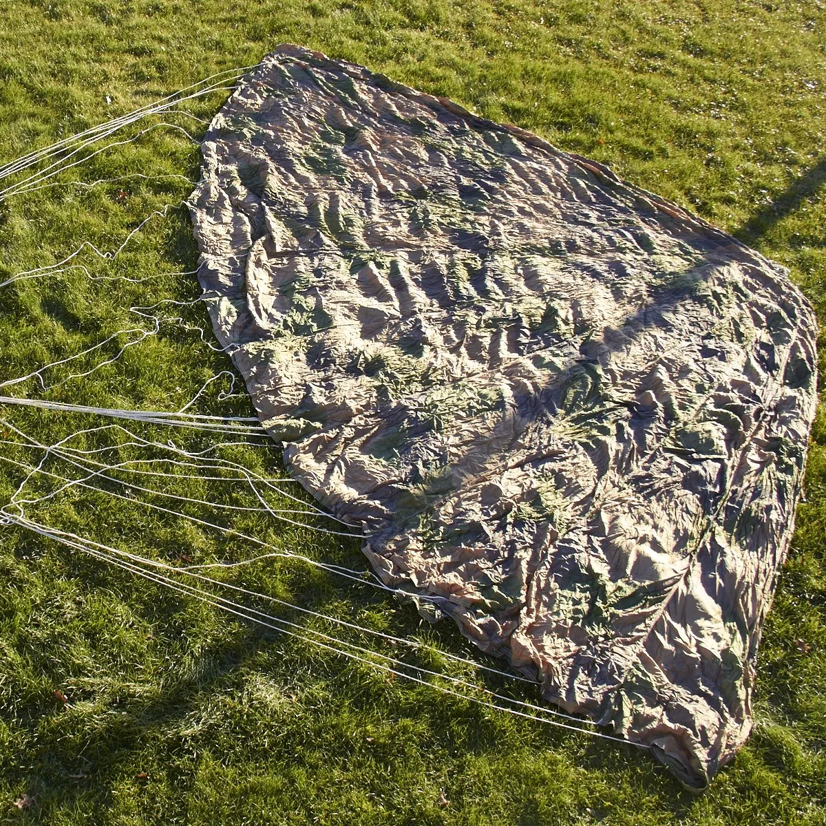 Original German WWII Luftwaffe Camouflage Fallschirmjager Paratrooper Complete RZ20 Parachute in Bring Home Box with Certificate - Dated 1942