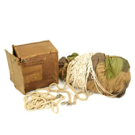 Original German WWII Luftwaffe Camouflage Fallschirmjager Paratrooper Complete RZ20 Parachute in Bring Home Box with Certificate - Dated 1942