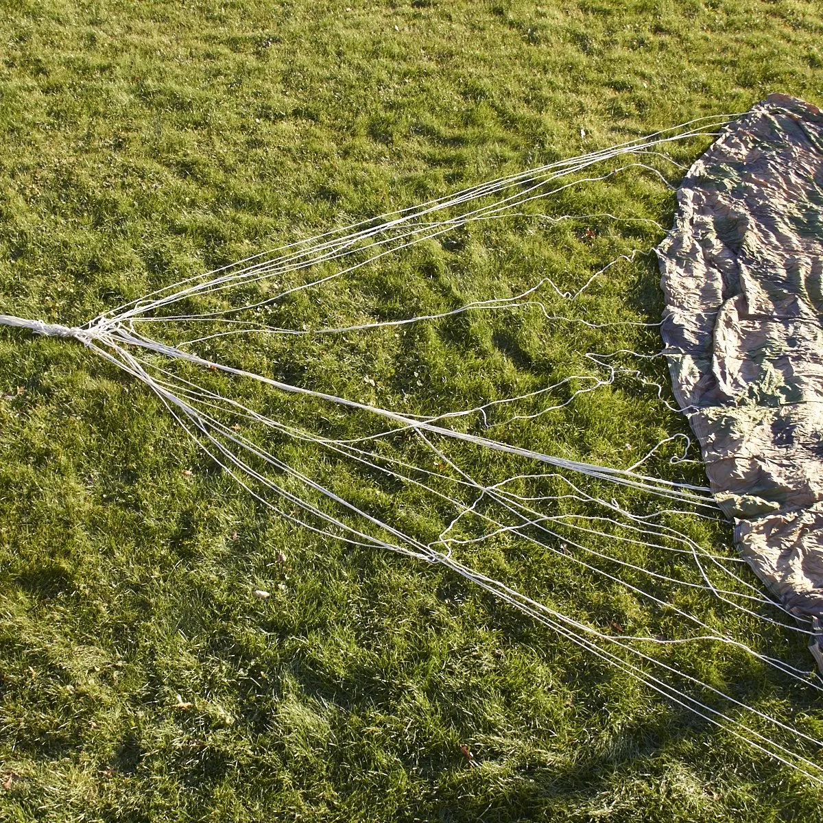 Original German WWII Luftwaffe Camouflage Fallschirmjager Paratrooper Complete RZ20 Parachute in Bring Home Box with Certificate - Dated 1942