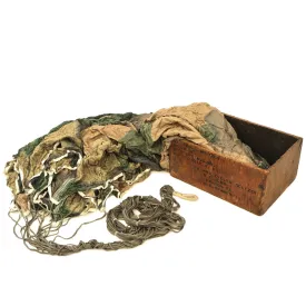 Original German WWII Luftwaffe Fallschirmjager Paratrooper RZ20 Camouflage Parachute in USGI Bring Home Box